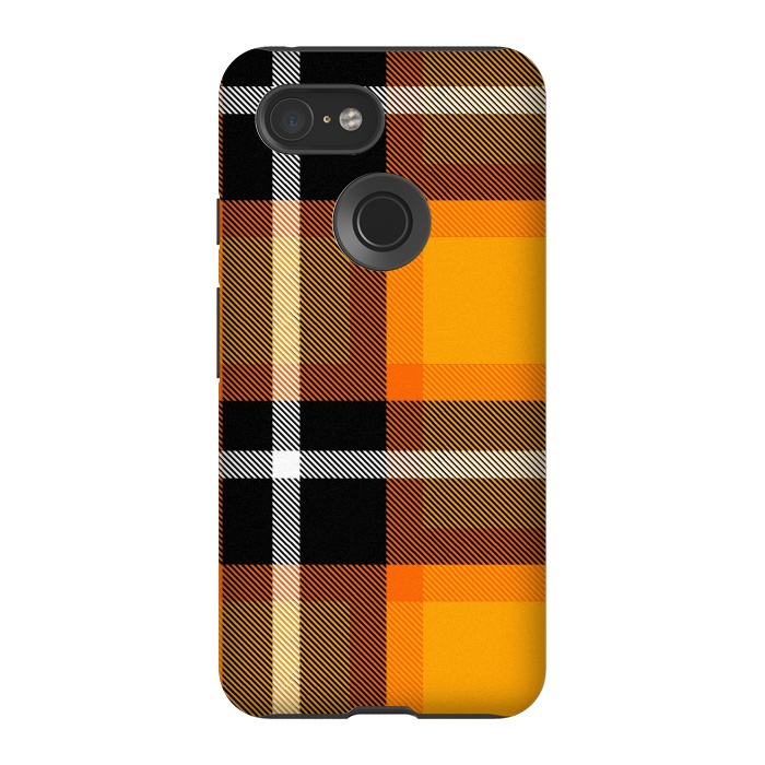 Pixel 3 StrongFit Orange Scottish Plaid by TMSarts