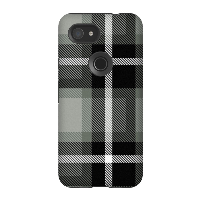 Pixel 3A StrongFit Warm Gray Scottish Plaid by TMSarts