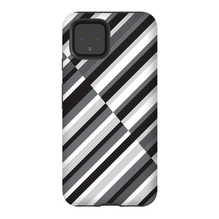 Pixel 4 StrongFit Black Crossing Striped by TMSarts