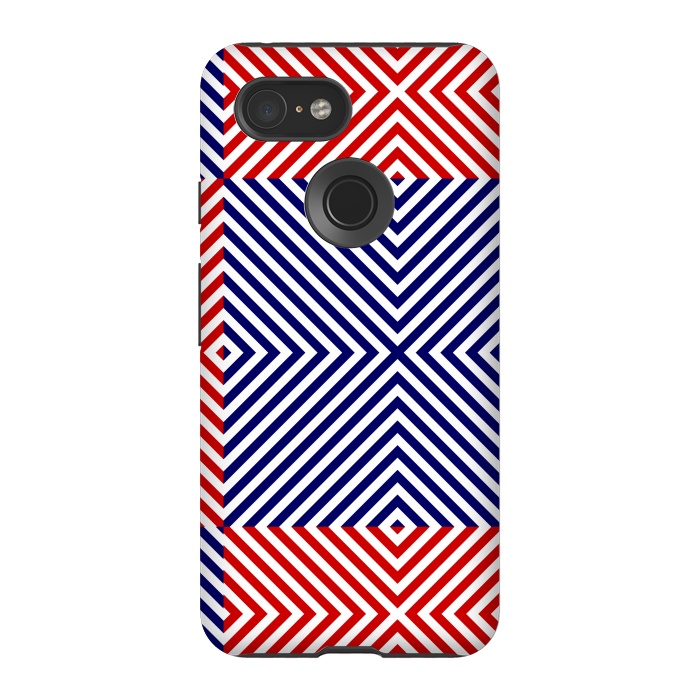 Pixel 3 StrongFit Red Blue Crossing Diagonal Striped by TMSarts