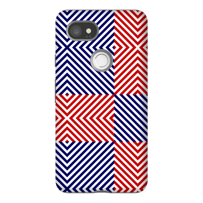 Pixel 2XL StrongFit Red Blue Crossing Diagonal Striped by TMSarts