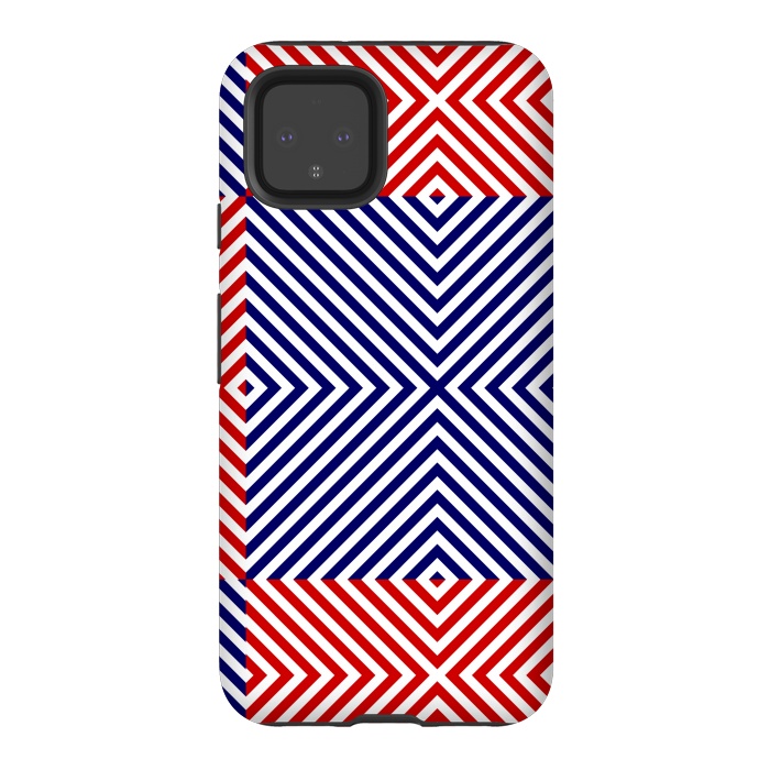 Pixel 4 StrongFit Red Blue Crossing Diagonal Striped by TMSarts