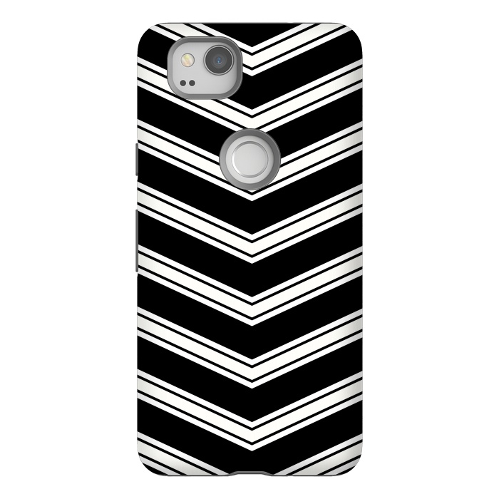 Pixel 2 StrongFit Black And White Chevrons by TMSarts