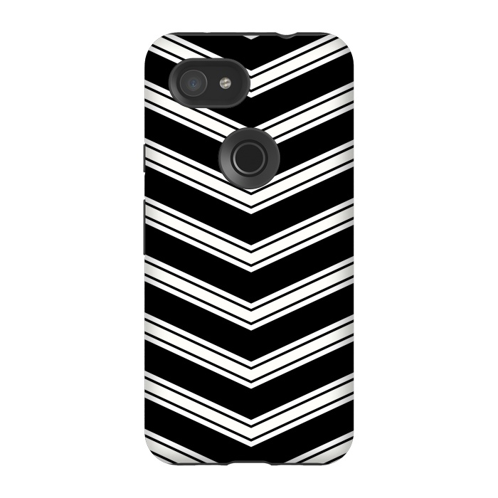 Pixel 3A StrongFit Black And White Chevrons by TMSarts