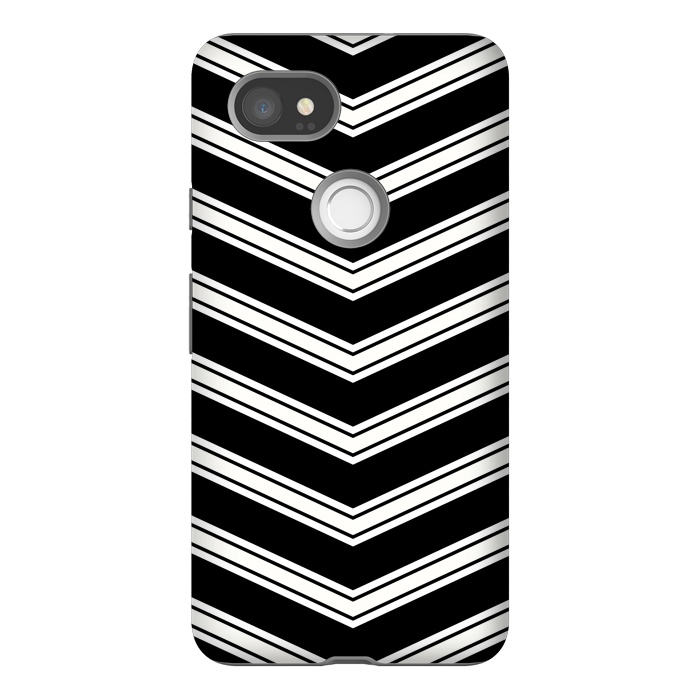 Pixel 2XL StrongFit Black And White Chevrons by TMSarts