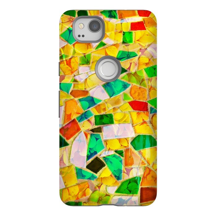 Pixel 2 StrongFit Yellow glass abstract art painting phone case by Josie
