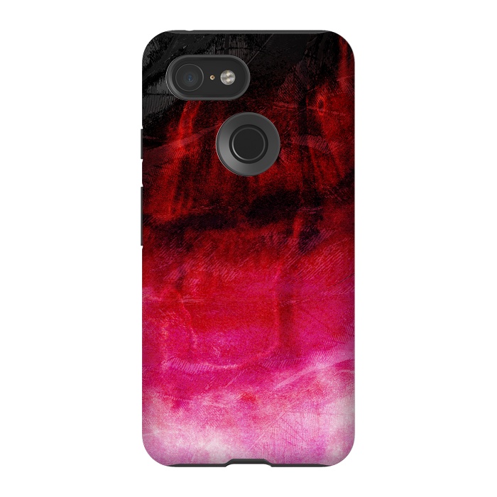 Pixel 3 StrongFit Red pink paint strokes abstract phonecase by Josie