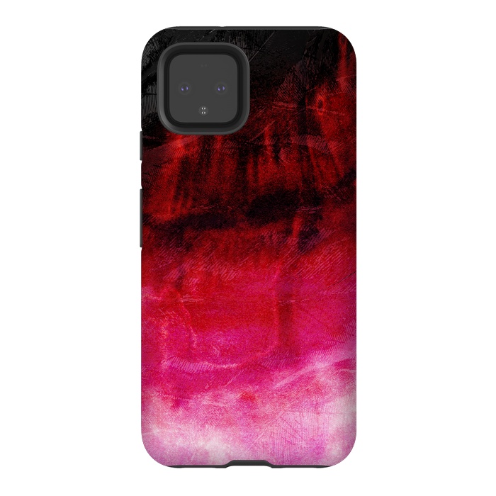 Pixel 4 StrongFit Red pink paint strokes abstract phonecase by Josie