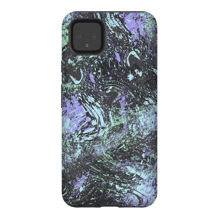 Pixel 4XL StrongFit Dripping Splatter Purple Turquoise by Ninola Design