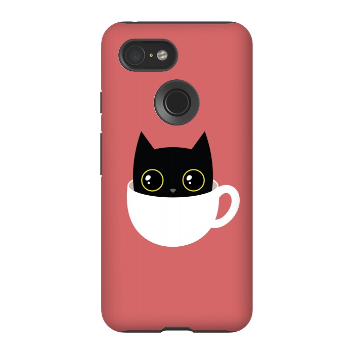 Pixel 3 StrongFit Coffee cat by Laura Nagel