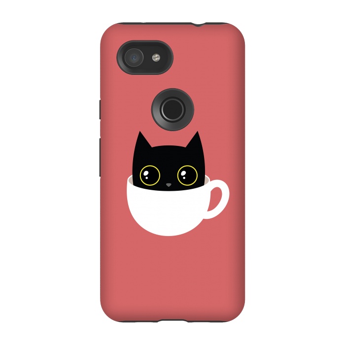 Pixel 3A StrongFit Coffee cat by Laura Nagel