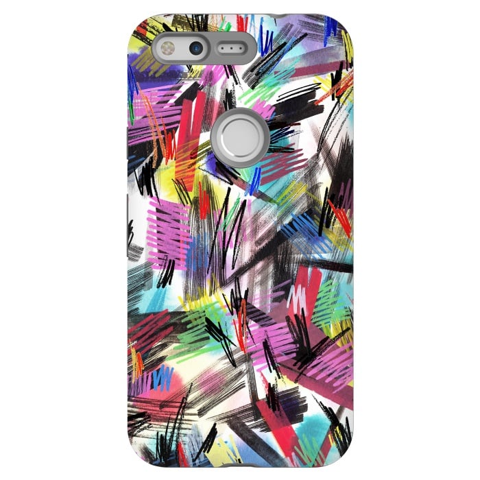 Pixel StrongFit Wild Colorful Scratches and Strokes  by Ninola Design