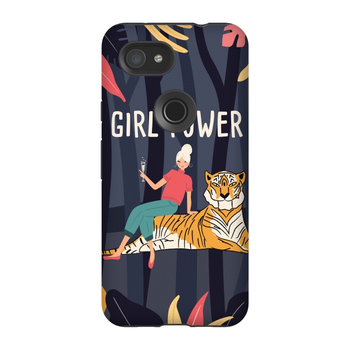 Pixel 3A StrongFit Girl Power - Woman and Tiger by Jelena Obradovic