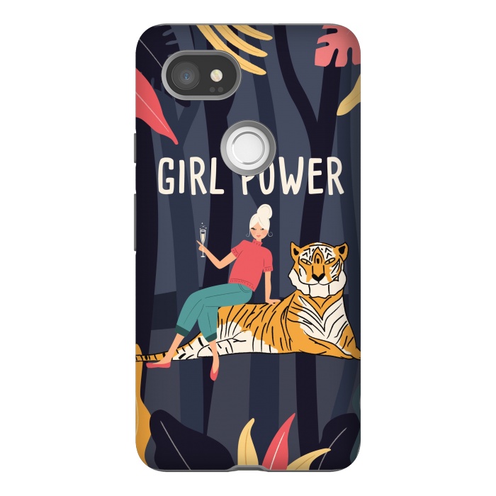 Pixel 2XL StrongFit Girl Power - Woman and Tiger by Jelena Obradovic