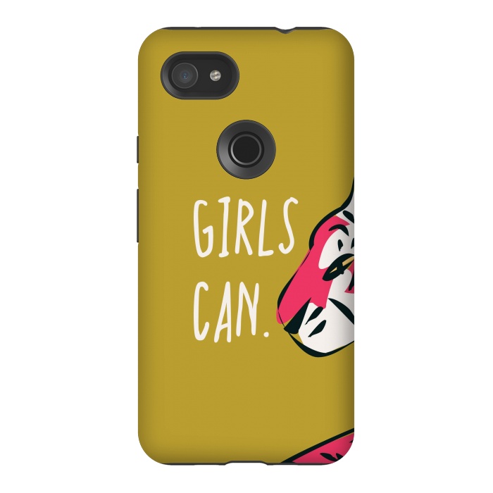 Pixel 3AXL StrongFit Girls can, mustard by Jelena Obradovic