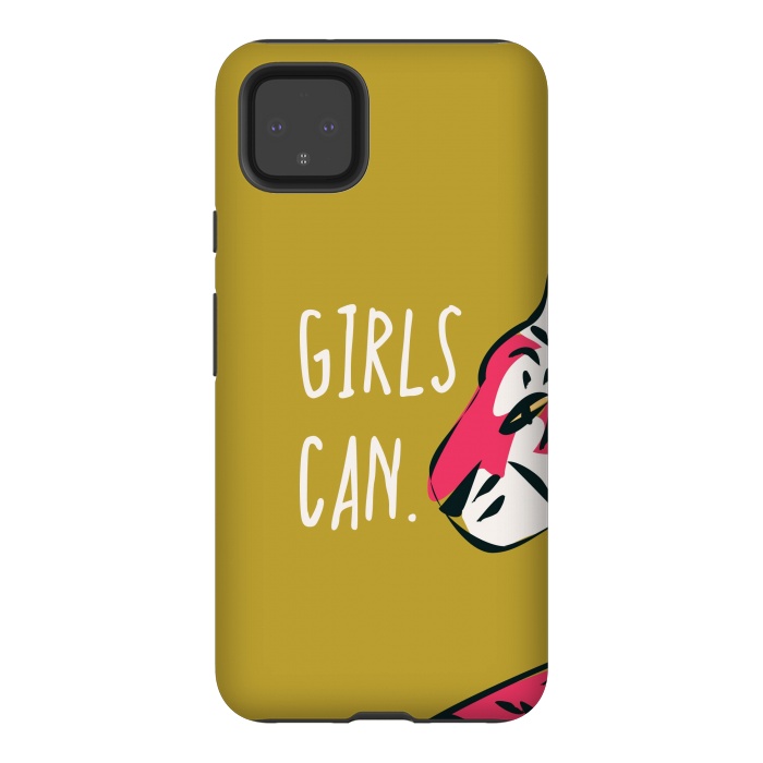Pixel 4XL StrongFit Girls can, mustard by Jelena Obradovic