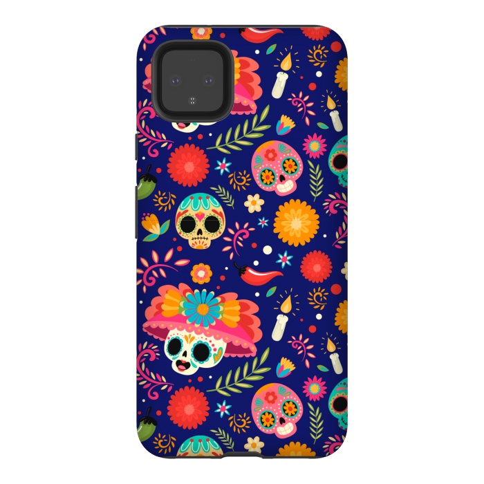 Pixel 4XL StrongFit SKULL FLORAL PATTERN 2  by MALLIKA