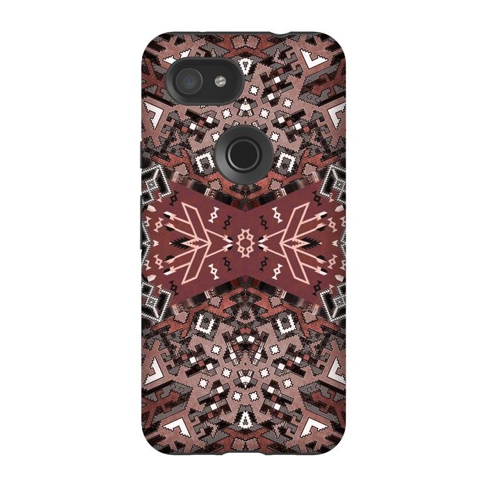 Pixel 3A StrongFit Ethnic geometric pattern in autumnal brown by Oana 