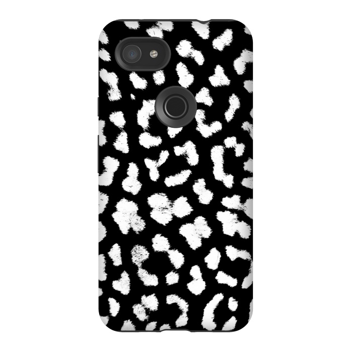 Pixel 3AXL StrongFit Black and white leopard print brushed spots by Oana 