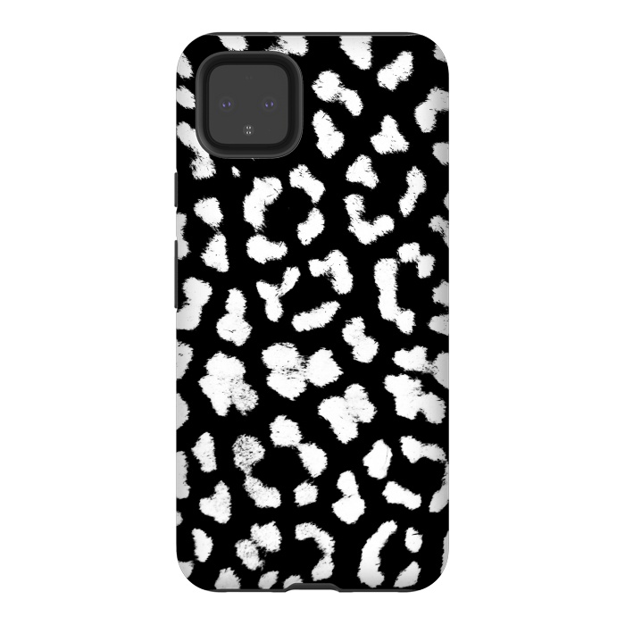 Pixel 4XL StrongFit Black and white leopard print brushed spots by Oana 