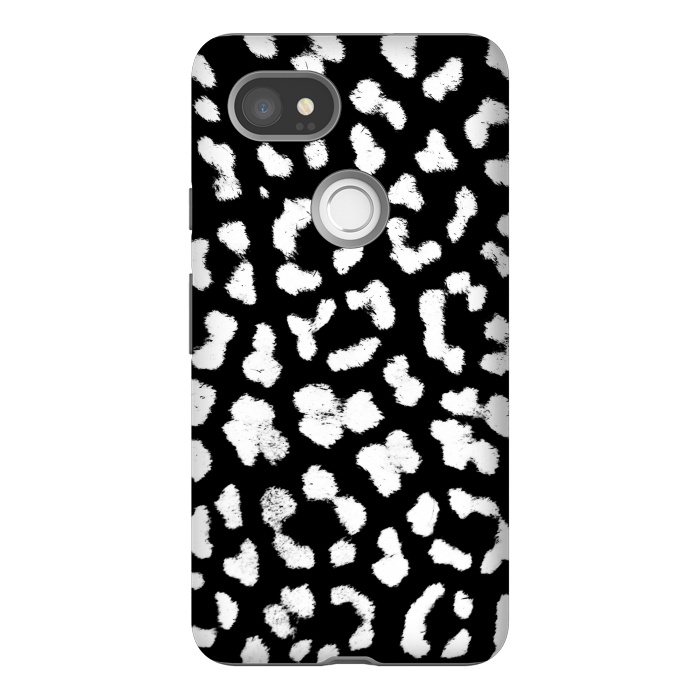 Pixel 2XL StrongFit Black and white leopard print brushed spots by Oana 