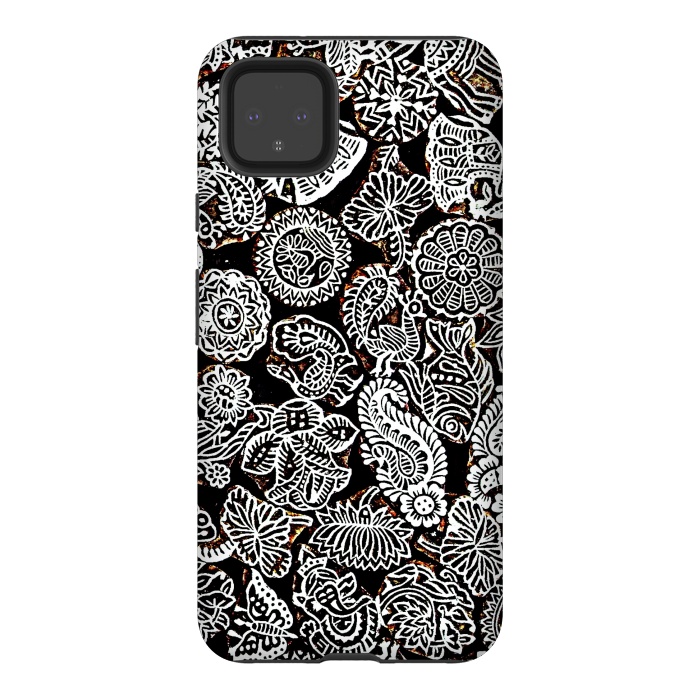 Pixel 4XL StrongFit Black and white pattern by Winston