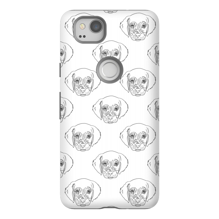 Pixel 2 StrongFit Cute Gray Puppy Dog Hand Drawn Strokes Pattern by InovArts