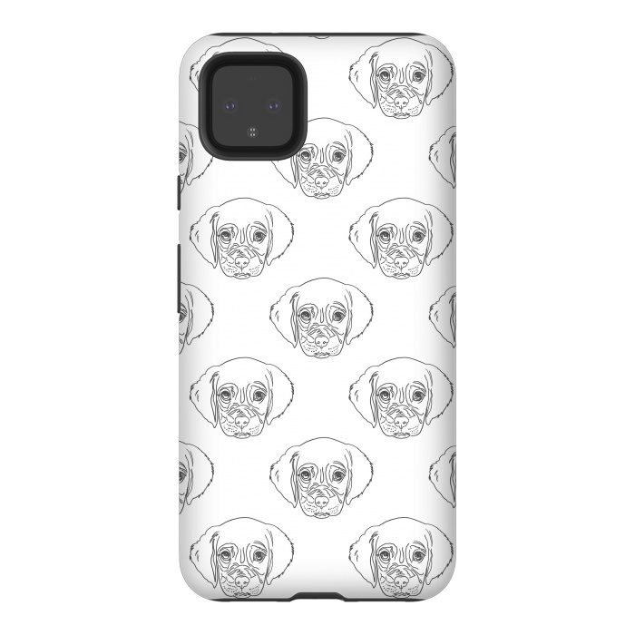 Pixel 4XL StrongFit Cute Gray Puppy Dog Hand Drawn Strokes Pattern by InovArts