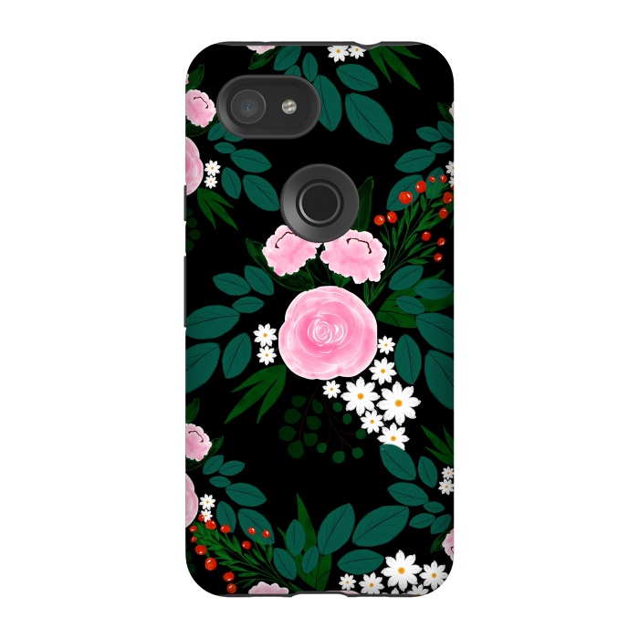 Pixel 3A StrongFit Elegant Pink and white Floral watercolor Paint  by InovArts