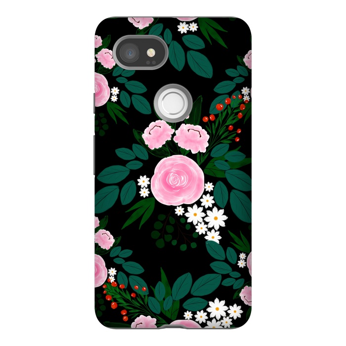 Pixel 2XL StrongFit Elegant Pink and white Floral watercolor Paint  by InovArts