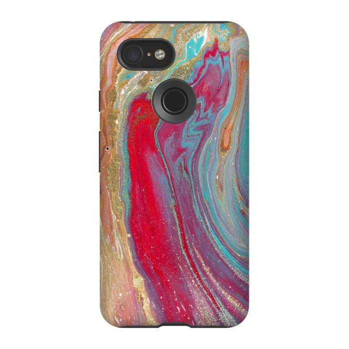 Pixel 3 StrongFit Liquid Marble Design Colorful by ArtsCase