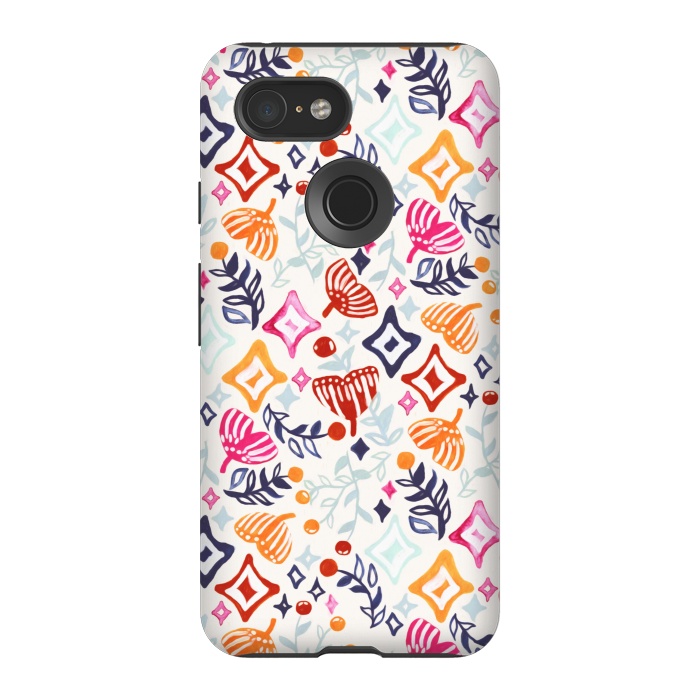 Pixel 3 StrongFit Christmas Abstract Ginkgo & Berry Pattern  by Tigatiga