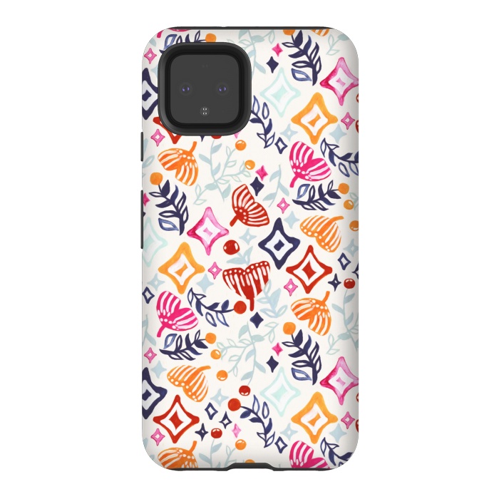 Pixel 4 StrongFit Christmas Abstract Ginkgo & Berry Pattern  by Tigatiga
