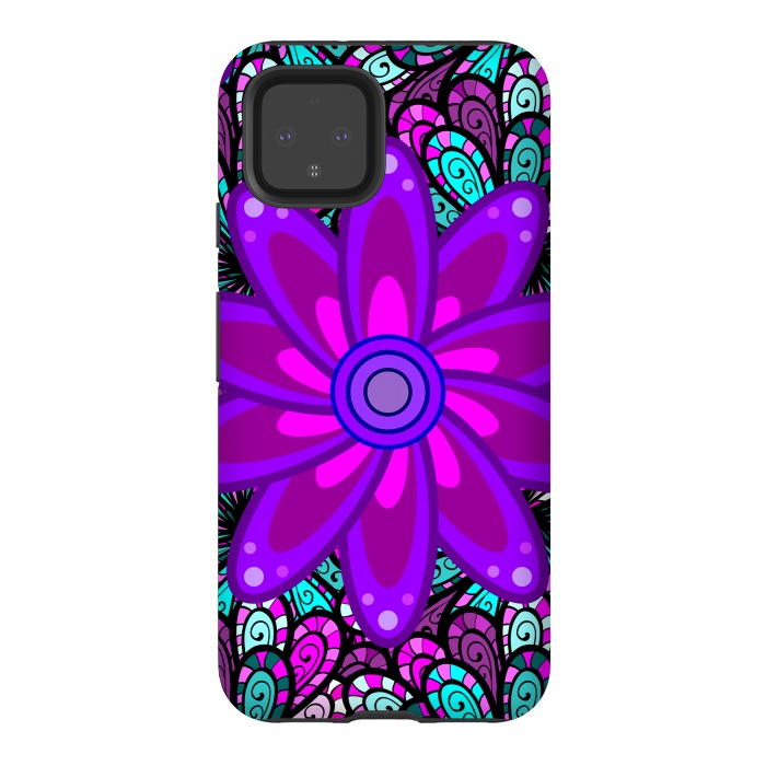 Pixel 4 StrongFit Mandala in Purple and Aquamarine by ArtsCase