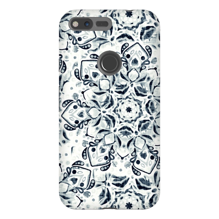 Pixel XL StrongFit Stained Glass Mandala - Navy & White  by Tigatiga