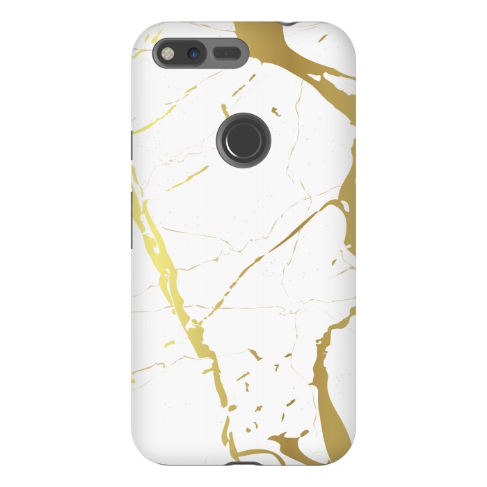 Pixel XL StrongFit Marble Design With Gold Lines by ArtsCase