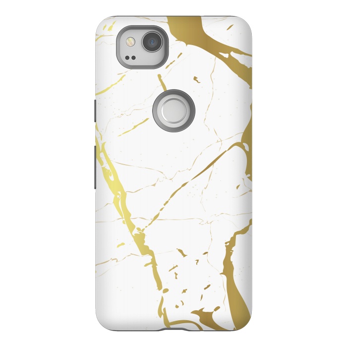 Pixel 2 StrongFit Marble Design With Gold Lines by ArtsCase