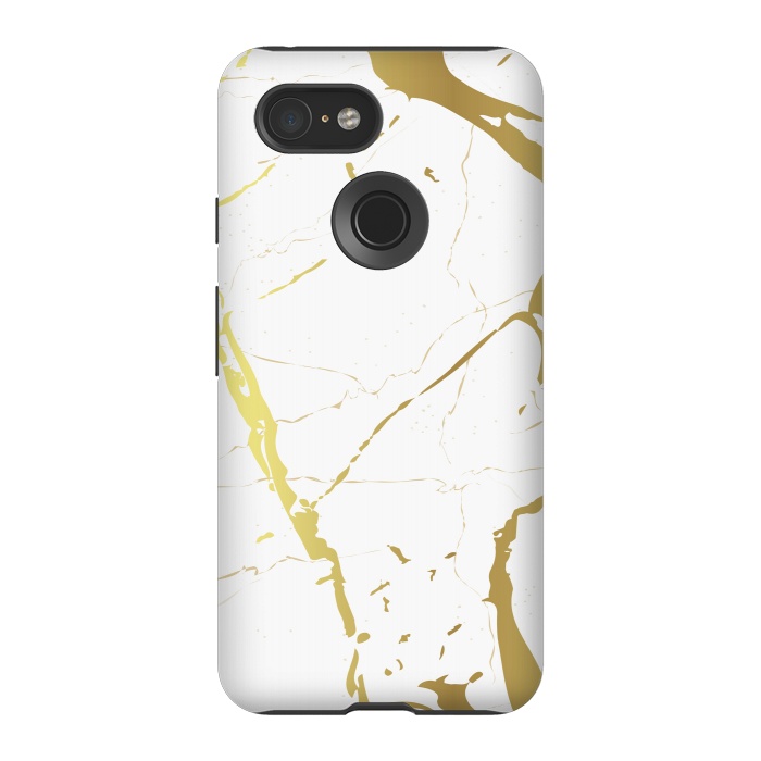 Pixel 3 StrongFit Marble Design With Gold Lines by ArtsCase