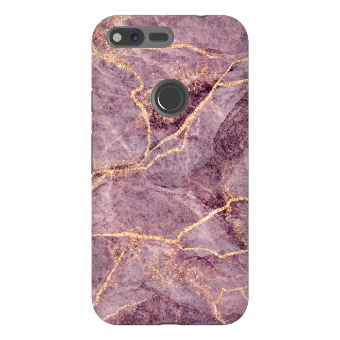 Pixel XL StrongFit Pink Marble with Gold fake Glitter by ArtsCase