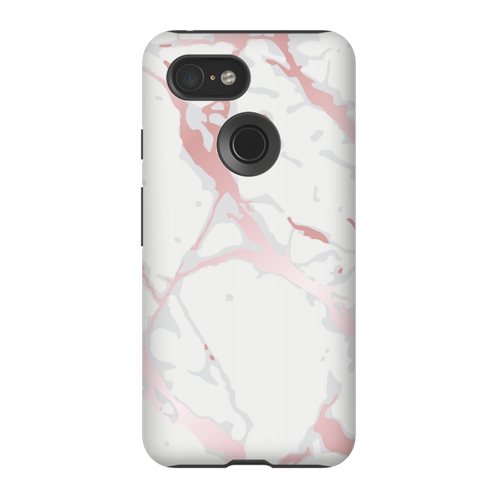 Pixel 3 StrongFit Pink Rose Marble Design by ArtsCase