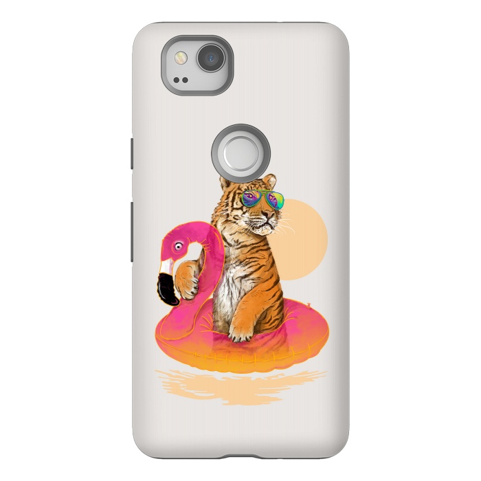 Pixel 2 StrongFit Chillin Flamingo Tiger by 38 Sunsets