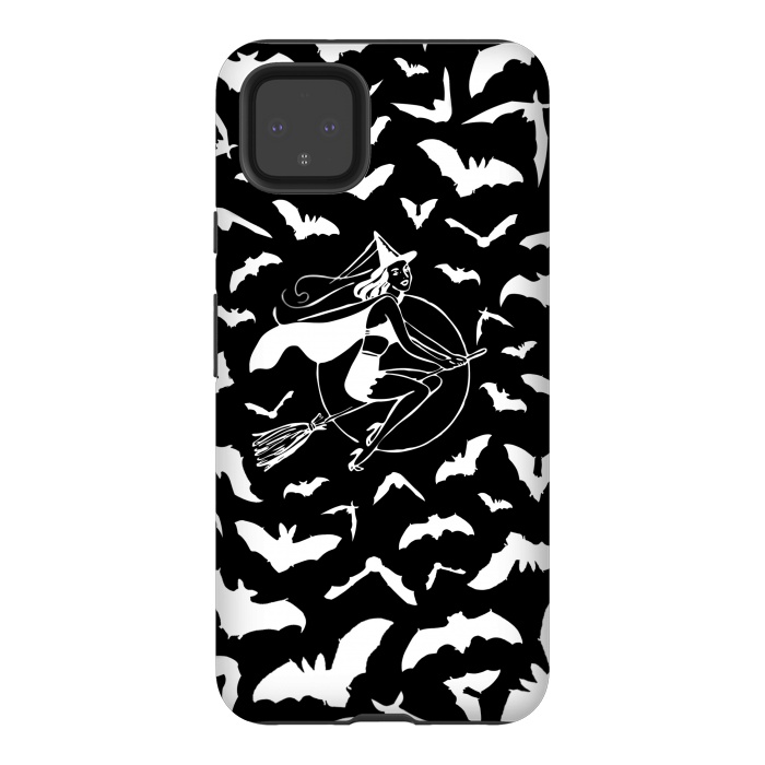 Pixel 4XL StrongFit Pin-up witch and flying bats pattern by Oana 