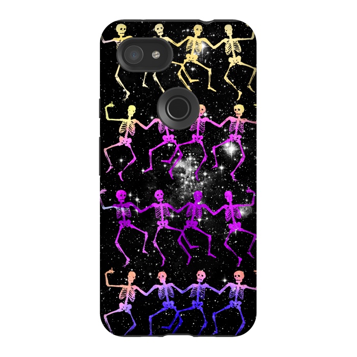Pixel 3AXL StrongFit Neon gradient dancing skeletons Halloween by Oana 