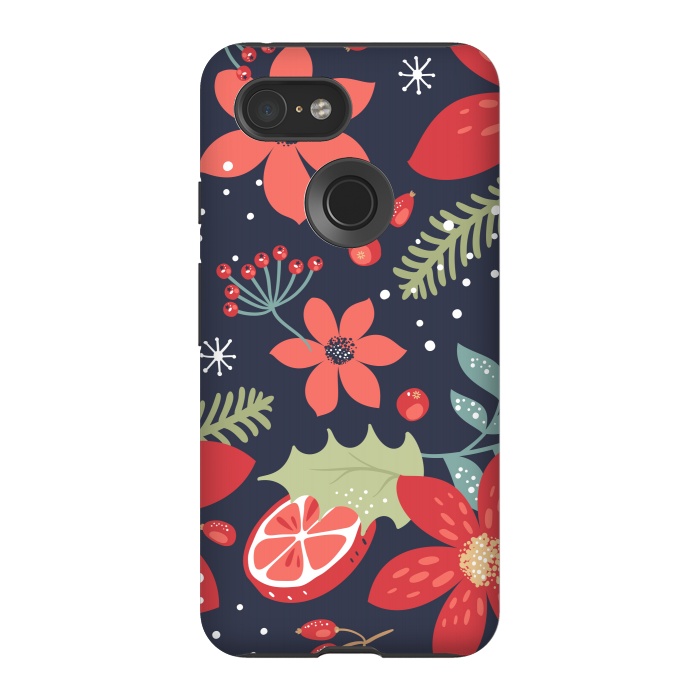 Pixel 3 StrongFit Floral Seamless Pattern for Christmas by ArtsCase