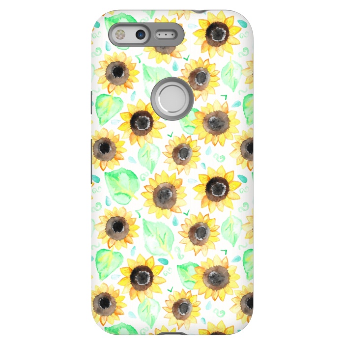 Pixel StrongFit Cheerful Watercolor Sunflowers by Tangerine-Tane