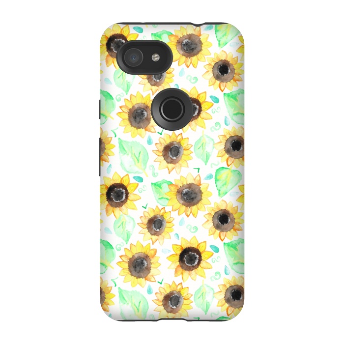Pixel 3A StrongFit Cheerful Watercolor Sunflowers by Tangerine-Tane