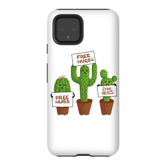 Pixel 4 StrongFit Free Hugs Cactus by Afif Quilimo