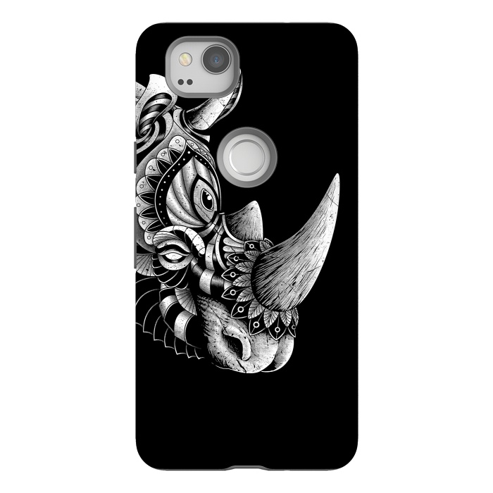 Pixel 2 StrongFit Rhino Ornate (Black) by Afif Quilimo