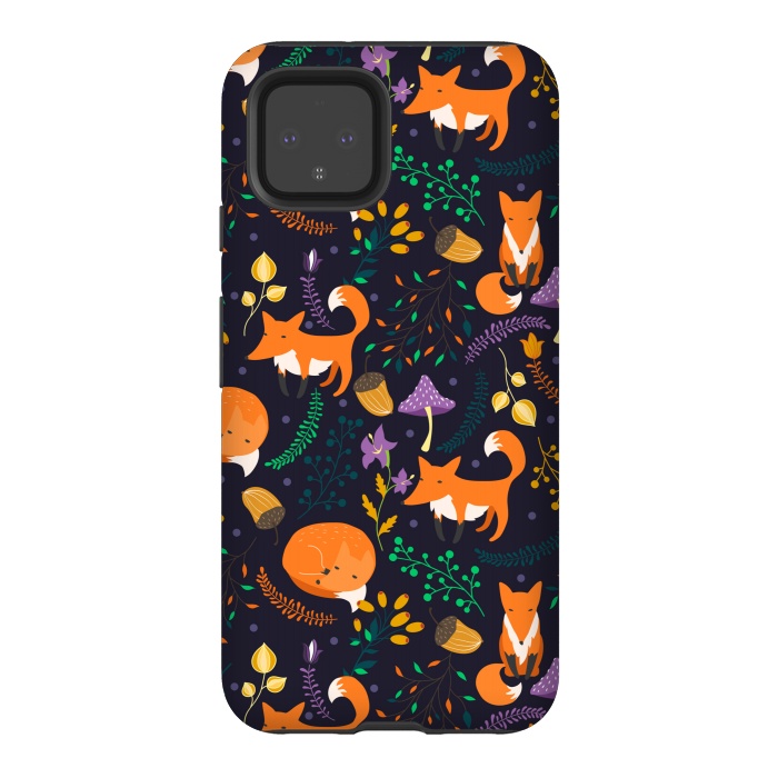 Pixel 4 StrongFit Cute foxes by Julia Badeeva