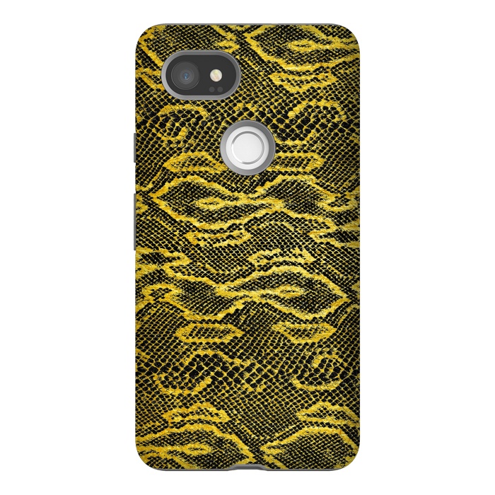 Pixel 2XL StrongFit Black and Gold Snake Skin I by Art Design Works